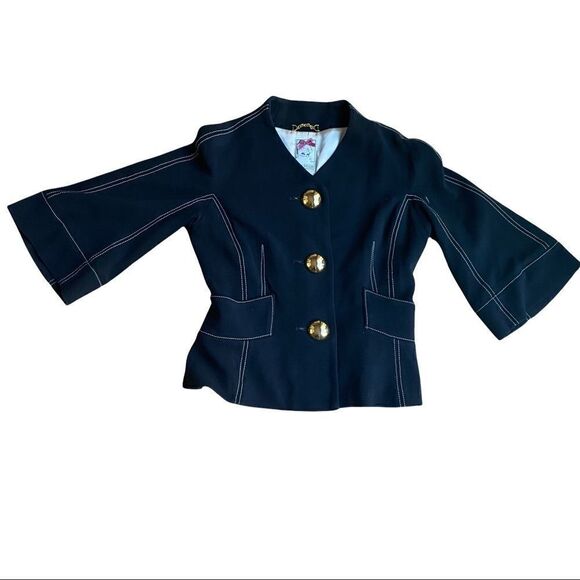 Yoana Baraschi Nautical Blue Blazer Jacket Sz 6 Vintage - Picture 3 of 7